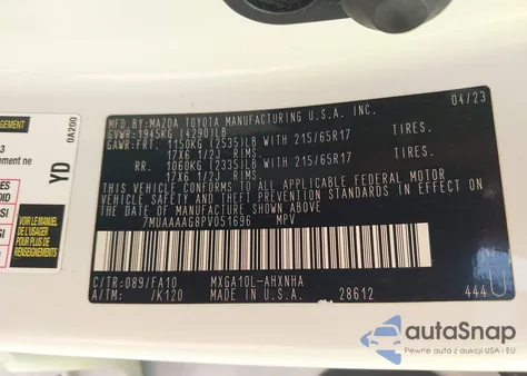 2023 Toyota Corolla Cross L from USA, damaged, VIN 7MUAAAAG8PV051696